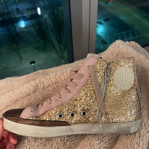 Golden Goose x Bonpoint Hi-Star Glitter Trainer/Sneaker; size 38 made in Italy - Picture 4 of 7